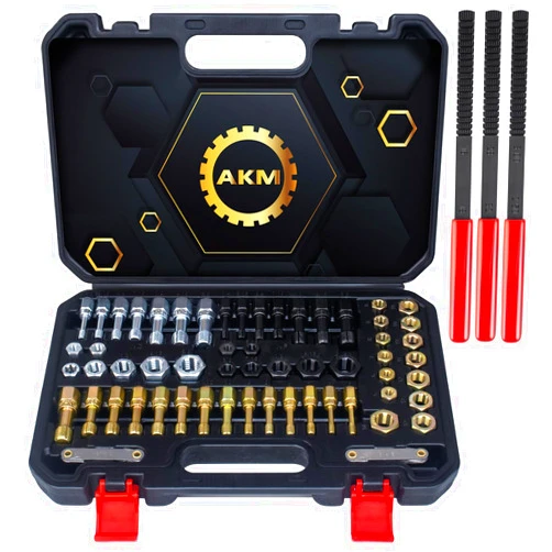 AKM 61Pcs Thread Restorer Kit, Rethread Repair Tool, UNC UNF & MetricThread Chaser Set with Thread Pitch Gauge