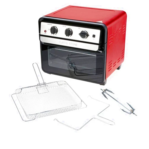 Curtis Stone Dura-Electric 1700-Watt 22L Air Fryer Oven w/Rotisserie Model 698-469 (Red) (Renewed)