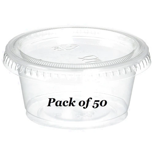 Reditainer Plastic Disposable Portion Cups - Jello Shot Cup - The Perfect Souffle Cup (2 Ounce, Package of 50 Cups With Lids)