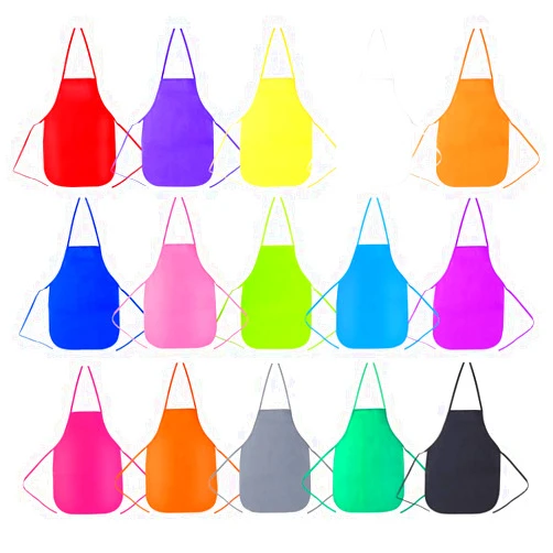 Caydo 15 Pieces Middle Size Kids Painting Apron for Ages 5 to 10, in Kitchen, Classroom, Community Event, Crafts and Art Painting Activity, 15 Colors