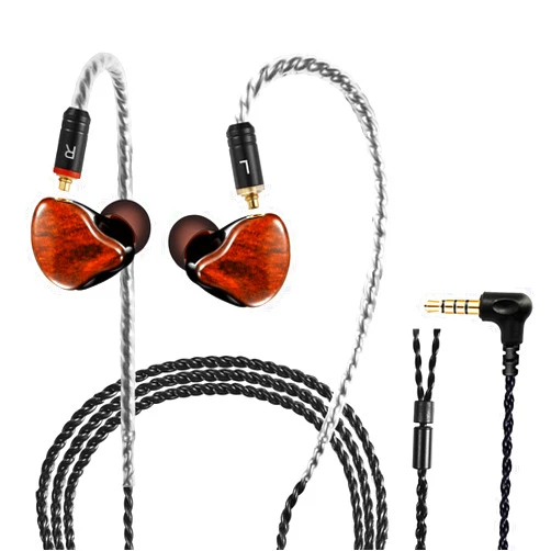 DCMEKA in Ear Monitor Headphones, HiFi Stereo IEM Earphones, Dynamic Dual Driver Wired Earbuds with Detachable Cable, Noise Canceling Headset for Singers Musicians Drummers Audiophile (Wood Grain)