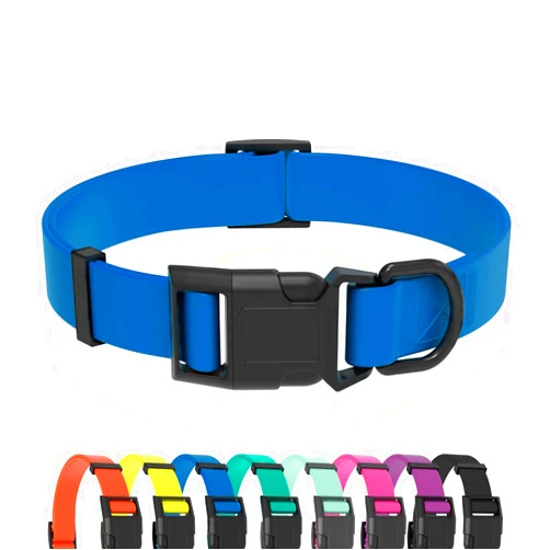Kidding pets Waterproof Dog Collar, Easy to Clean Rubber Dog Collars with Quick Release Buckle Fits Small Medium or Large Dogs (Blue, L < 15.4-24.8 inch)