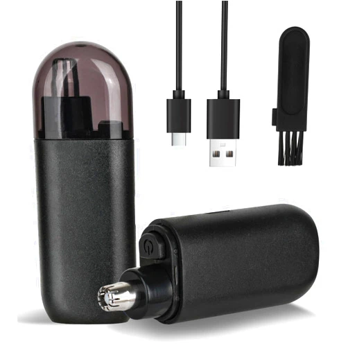 Yunmiss Portable Nose and Ear Trimmer Clipper for Men Women,2024 Professional Eyebrow Hair Trimmer with Powerful Motor and Dual-Edge Blades for Smoother Cutting,Rechargeable,Travel Size (Black)