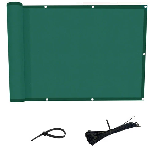 LOVE STORY 3’ x10’ Dark Green Waterproof Balcony Privacy Screen Cover - Opaque Fence Covering Privacy, 100% Polyester Fabric, UV Protection Shield for Apartment Railing,Outdoor Patio, Deck, Porch