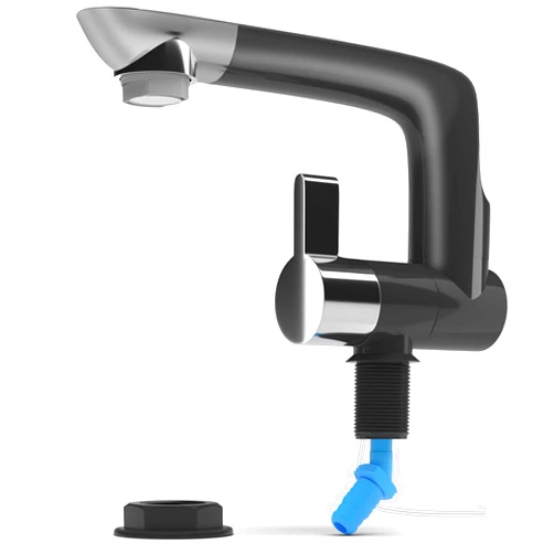 ANTARESWORLD 12V Electric Water Faucet Tap with Switch | Ideal for Kitchen Sink and as Pump Connection in RV, Trailer, Campervan or Boat (Up to 1.5 BAR) | Rotatable spout Perfect for Laundry, Outdoor, bar (Black)