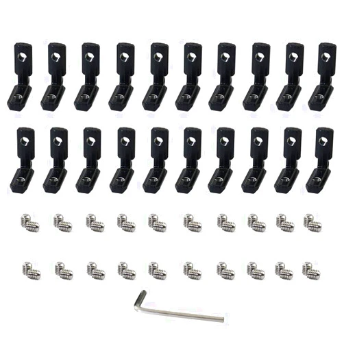 Boeray 20pcs 2020 Series Black T Slot L-Shape Interior Inside Corner Connector Joint Bracket with Screws and Wrench Tool for Aluminum Extrusion Profile Slot 6mm