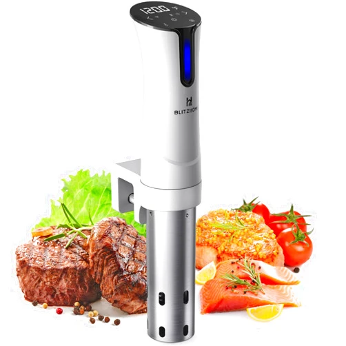 BLITZHOME Sous Vide Machine, 1100W Sous Vide Cooker with Accurate Temperature & Timer, Ultra Quiet Stainless Precision Immersion Circulator Device, Kitchen Gadgets with Recipes, White…