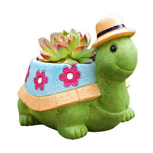 KSHSAA Turtle Planter, Cute Turtle Plant Pot, Turtle Succulent Pot, Resin Animal Planter, with Drainage Hole, Funny Plant Pot, Tortoise Unique Plant