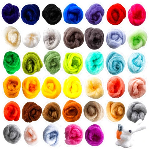 Sukh 40pcs Felting Wool Roving - Wool Roving for Needle Felting - Core Wool Roving Bulk Spinning DIY Craft Mix Color
