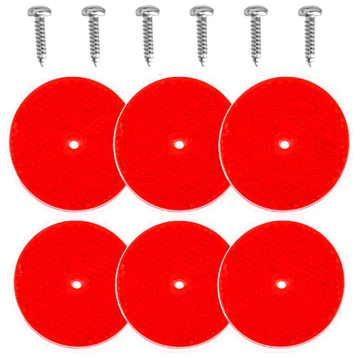 smseace 12pcs Safety Reflectors Red Round Reflectors 3inch with Stainless Steel Screw Used for Mailboxes,Driveway,Tunnels,Post,Cars,Trailer Reflector