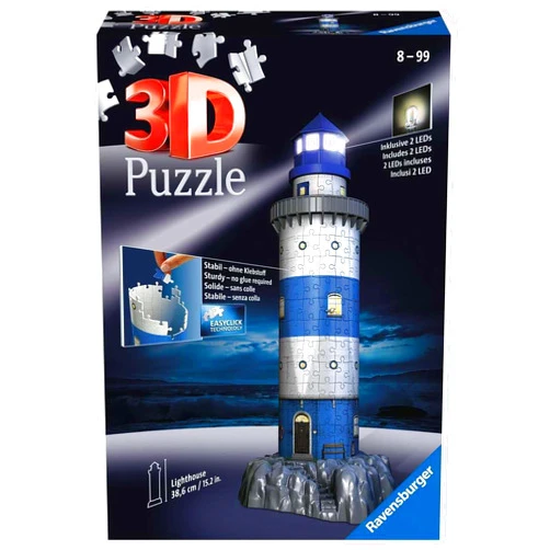 Ravensburger Lighthouse - Night Edition - 216 Piece 3D Jigsaw Puzzle for Kids and Adults - Easy Click Technology Means Pieces Fit Together Perfectly