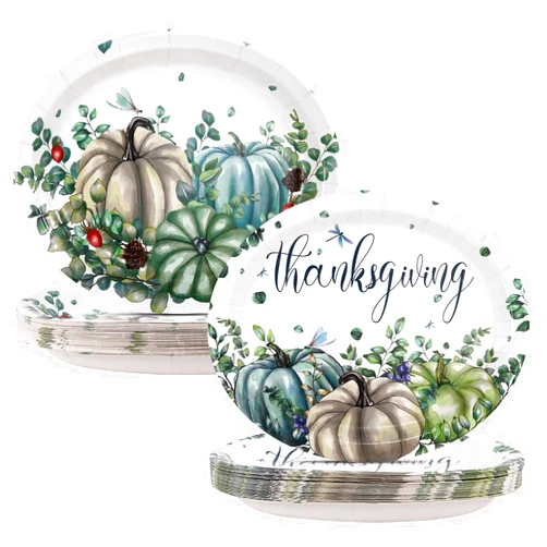 Nuolifee 50Pcs Thanksgiving Oval Paper Plates -10