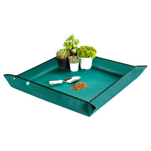 Melphoe Plant Repotting Mat 600D Extra Thickened Stiffer Oxford 39.4'' x 39.4'' Fabric Sturdy Coating, Waterproof Transplanting Pad Indoor Succulent Potting Mat Portable Fordable Gardening Mat