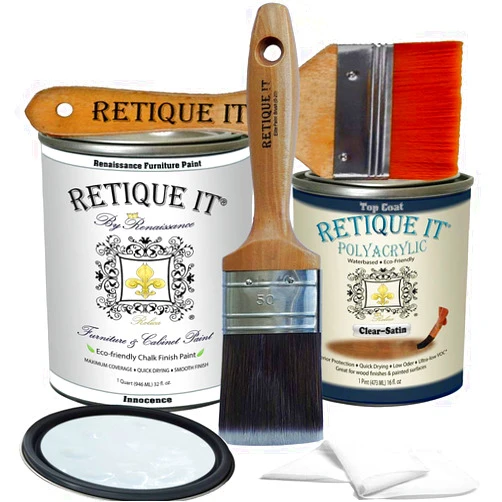 Retique It Chalk Furniture Paint by Renaissance DIY, Poly Kit, 31 Innocence, 32 Fluid Ounces