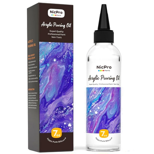Nicpro 7 Ounce Silicone Pouring Oil for Art, Dramatic Cell Activator for Acrylic Paint Pour, 100% Silicone Medium Compatible with All Painting Acrylic or Watercolor