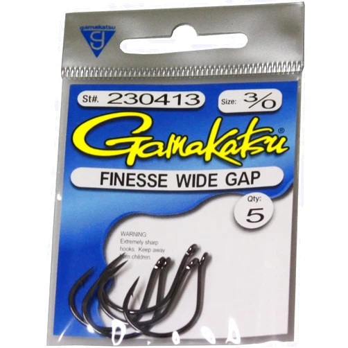 Gamakatsu Finesse Wide Gap Hook-6 Per Pack Black