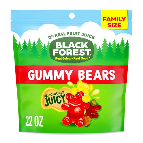 Black Forest Gummy, Bears, Fruit Flavor, Deliciously Juicy, Made with Real Fruit Juice, School Snacks, 22 oz