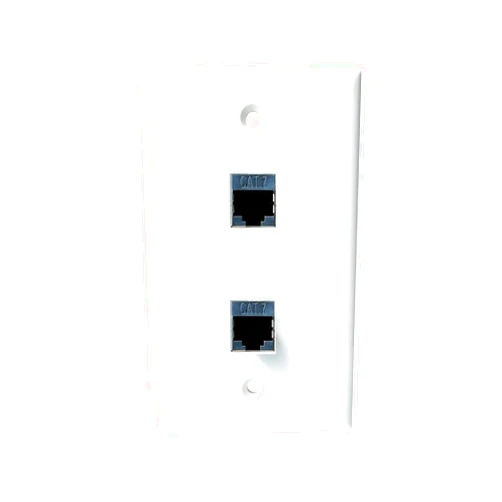 BOPLAT 2 Port Ethernet CAT7 Wall Plate Female to Female - Double Shielded Network CAT 7 RJ45 Keystone Jack Outlet Wallplate for CAT8/CAT7/CAT6 Cables - White