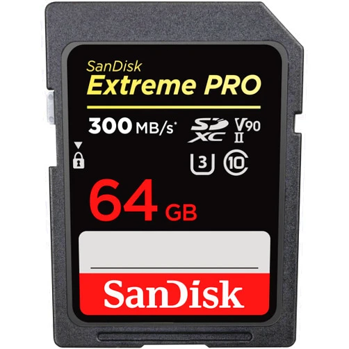 SanDisk 64GB Extreme PRO SDXC UHS-II Memory Card - C10, U3, V90, 8K, 4K, Full HD Video, SD Card - SDSDXDK-064G-GN4IN