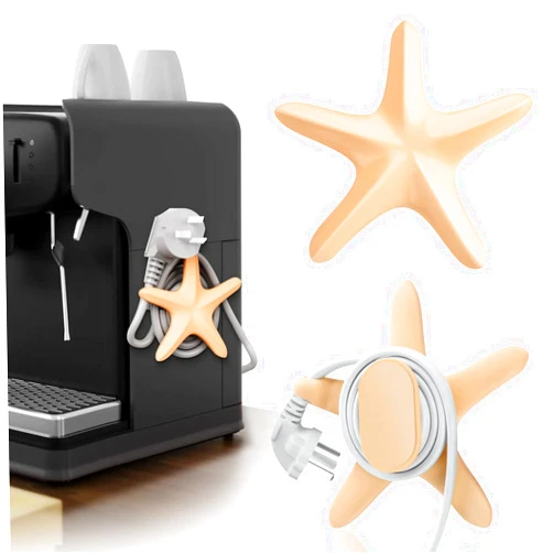Nrefpun 2 Pack Cord Holder for Appliances, Silicone Cord Wrapper with Adhesive, Cute Starfish Cord Wrapper and Appliance Cord Organizer for Kitchen Appliances (Yellow)