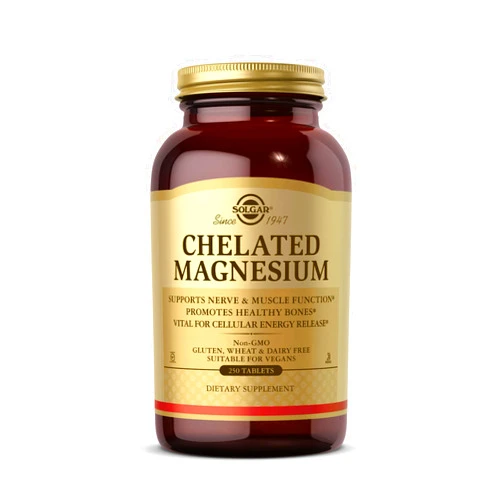 Solgar Chelated Magnesium, 250 Tablets - Supports Nerve & Muscle Function - Promotes Healthy Bones - Vital for Cellular Energy Release - Non-GMO, Vegan, Gluten Free, Dairy Free - 62 Servings