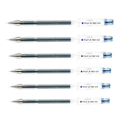 Pilot G-Tec-C4 Gel Ink Roller Ball Pens, Blue, Set of 6