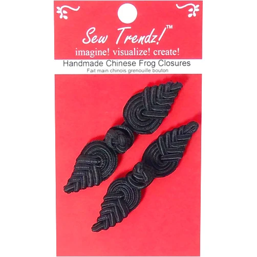 Sew Trendz Chinese Frogs Button Closures Hook & Eye Fastener - Sewing Quilting Renaissance Dance Hawaiian Bridal Costumes Outfit Drapery home decor-Black-Pineapple Design - 2 Pairs/pk. - #FG4756
