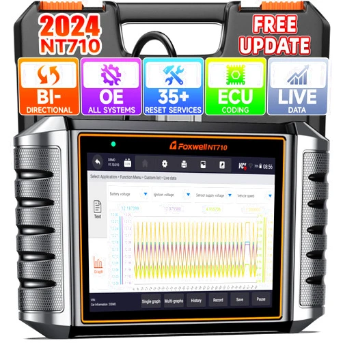 FOXWELL NT710 fit for Land Rover Jaguar OBD2 Scanner Tablet, Bi-Directional Full System Diagnostic Scan Tool Code Reader Engine ABS SRS Transmission, All Service Oil EPB Brake TPMS Reset