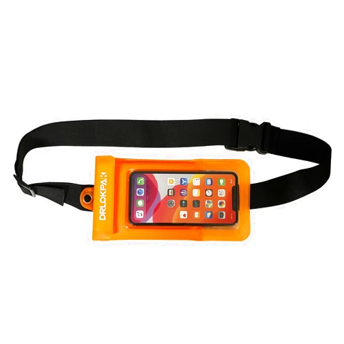 DRLOKPAK surfing waterproof Waist pouch Crossbody Chest Bag Fanny Pack Snorkeling Swimming Bag Beach Floating Dry Phone case holder (Orange)