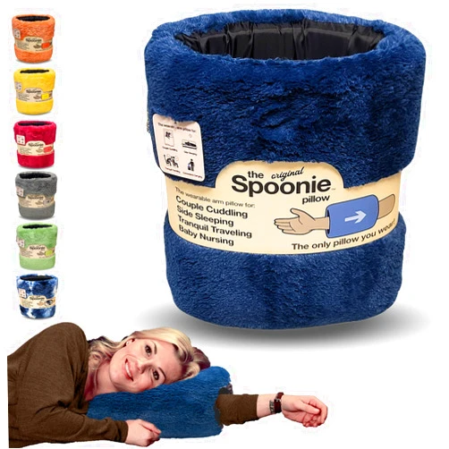 THE SPOONIE PILLOW Spoonie Pillow Arm Pillow with Hand Hole – Soft, Wearable Squishy Pillow with Arm Slot – Breathable & Washable Side Arm Sleeper Pillow - Comfortable Arm Support Pillow for Cuddling & Travel (Blue)