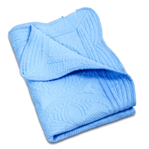 MONOBLANKS Baby Quilt Personlized Monogram Lightweight Embossed Scalloped Throw Blanket Four Seasons (Blue)