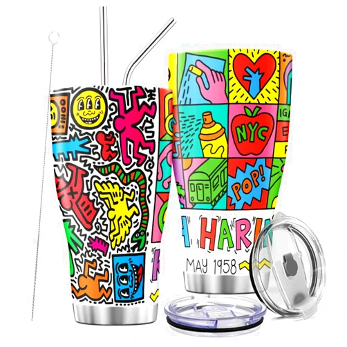 KINGGGGG Tumbler 30 Oz Keith Coffee Insulated Haring Steel Stainless with Lid and Straw
