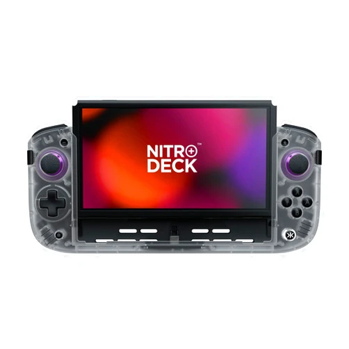 CRKD Nitro Deck+ Handheld Pro Controller for Nintendo Switch & OLED Model - TV Dockable - Programmable Sidekicks & Back Buttons - True Collection System (Clear White Edition)