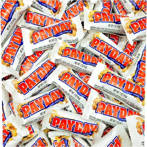 Sweetsome PayDay Peanut and Caramel Snack Size Bulk Candy - 3 Pound Individually Wrapped Bars | Bulk Chocolate Bars for Parties, Events, and Office Snacks - 3 Pound (Pack of 1)