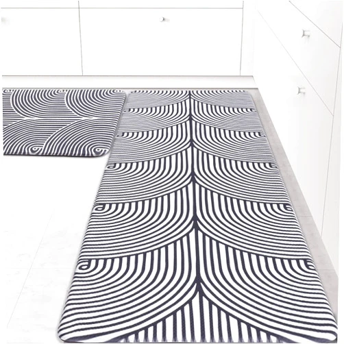 Rmaytiked 2 PCS Kitchen Mat Kitchen Rug Cushioned Anti-Fatigue Non-Skid Waterproof Rug Standing and Comfort Desk/Floor Mat for Kitchen, Floor, Office, Sink, Laundry Black 0.47inch.