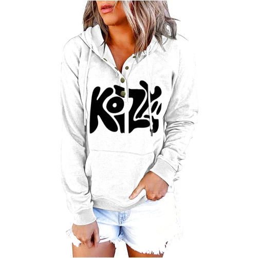 Generic Womens KOZY Hoodie Casual Comfort Fall Hoodies Y2K Oversized Long Sleeve Button Down Sweatshirt with Pockets