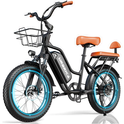 Urbrica 2 Seater Electric Bike Adults,1500/1000W 30MPH 33-90Miles 48V 20AH Removable Battery Ebike 20