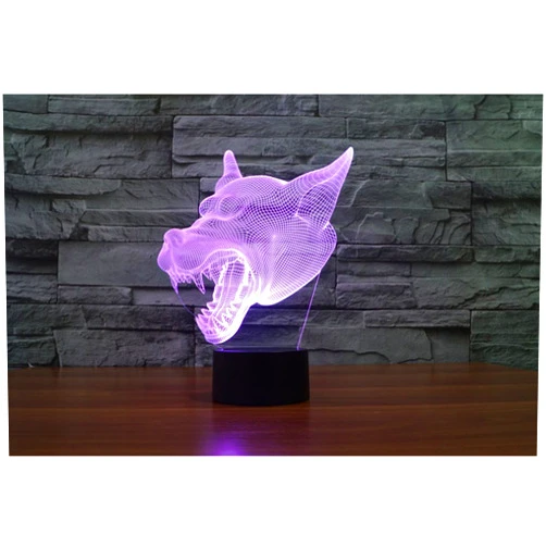 ATD LED Color Gradual Change Langtou Acrylic Table Light,Werewolf 3D Amazing Visualization Illusion Desk Lamp