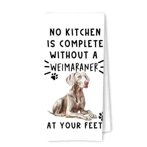 ArtisaEura Weimaraner Funny Dog Kitchen Hand Towels - A Kitchen is Not Complete Without A Weimaraner Dish Towel Waffle Weave Hand Towels for Home Bathroom,Dog Lovers Gift,16×24 Inch
