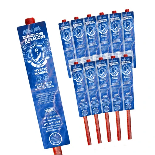 Mythical Meats Dungeons & Dragons Mystic Morsel (Wizard) - 12 Jerky Sticks - Chipotle and Garlic Beef with Yak Stick, Gluten Free, MSG Free