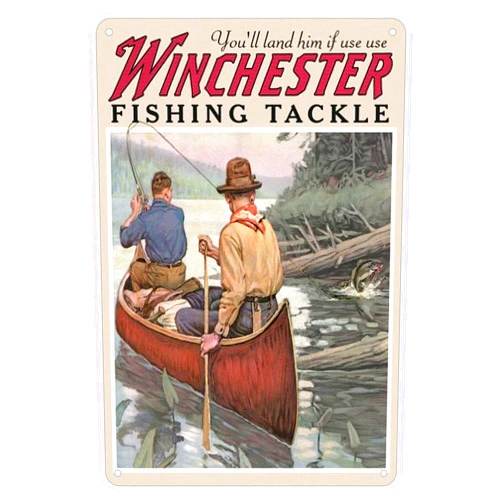 KENSILO Bar Vintage Retro Metal Tin Sign Winchester Fish and Tackle Hunting Fishing Home Wall Decor 8 x 12 inches