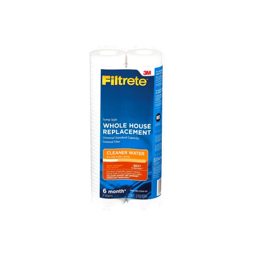 Filtrete Standard Capacity Whole House Grooved Water Filter, 5 Microns, Universal Filter, Sump Style Drop-In Filter, 2-Filters (4WH-STDGR-F02)