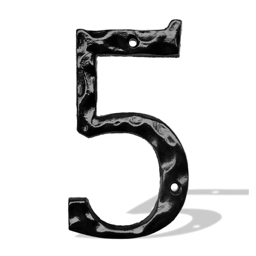 BetLight House Numbers for Outside/Cast Iron Home Address Number-5.5 Inch Metal Mailbox Number/Black/Number 5