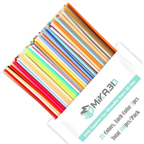 MIKA3D 22 Colors PCL 3D Pen Filament Refill for 3Doodler Start+ 3D Pen, Low Print Temperature Filament Only Fit for 3Doodler Start 3D Pen, Each Color 15cm x 5pc, Total 110pcs 1650cm PCL Filament by MIKA3D