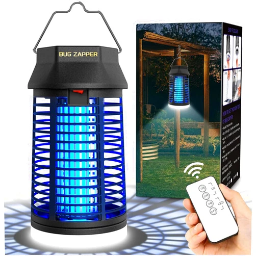 LUOJIBIE Remote Control Bug Zapper, Outdoor & Indoor Electric Mosquito Killer with LED Light, Waterproof Fly Trap & Insect Catcher, Plug-in Insect Repellent for Outside, Patio, Garage, Home, and Garden