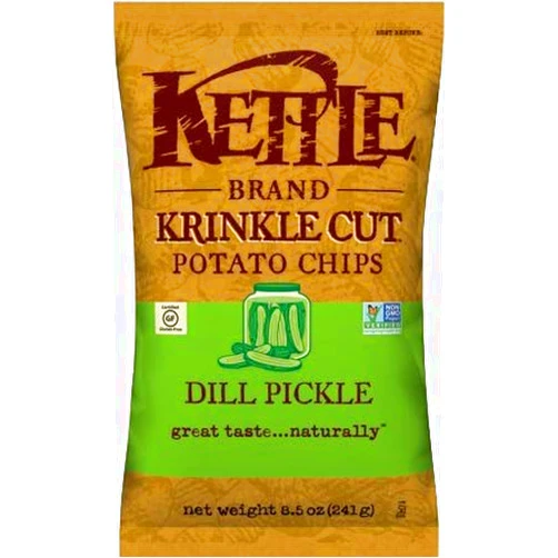 Kettle Heroes NEW Kettle Cooked Krinkle Cut Potato Chips 'Dill Pickle”/ Bonus Lays Dill Pickle (Kettle Brand, 1)