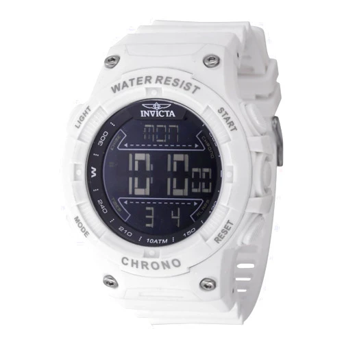 Invicta Racing Men 52mm Plastic White Black dial Electronic Digital