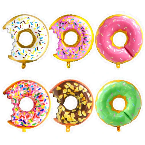Hokilands Multicolor Donut Balloon Sweet Candy Sprinkle Balloons Donut Time Balloons, 6 Different Doughnut Foil Mylar Balloons Decorations For Grow Up Birthday Baby Shower Wedding Hawaiian Summer Party Supplies
