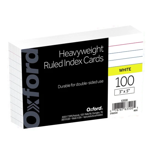 Oxford Heavyweight Ruled Index Cards, 3