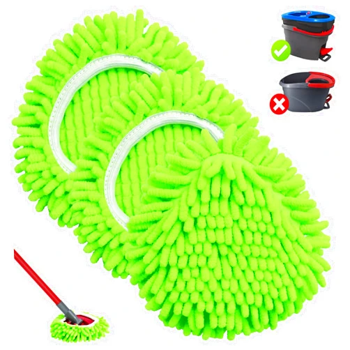 DLAIMI Mop Heads Replacements, 3 Pack Spin Mop Refill Replace Head for O Ceda RinseClean 2 Tank System, Microfiber & Chenille, Machine Washable and Safe for Cleaning All Hard-surfaced Floors
